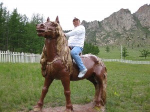 Hadaa on horseback in Mongolia!